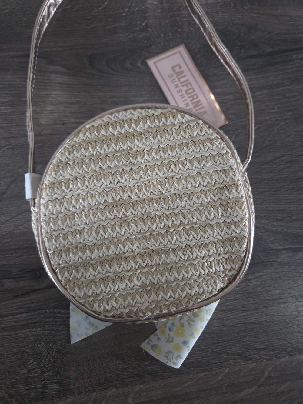 Girls Straw Crossbody Bag with Yellow Floral Bow NWT - Picture 4 of 4